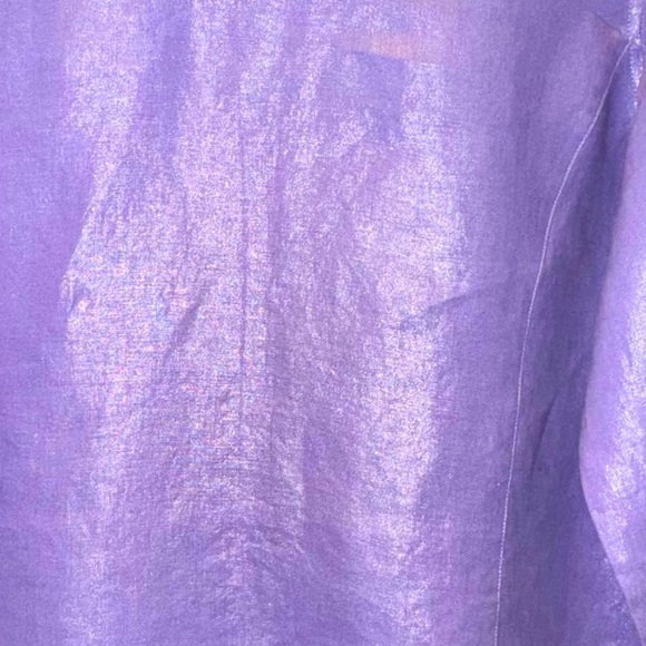 Susan Graver Size XL 100% Linen Lt Purple Button Front Blouse w/Princess Seams - Picture 4 of 5